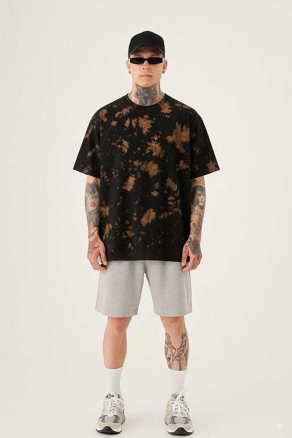 Tie Dye Oversized T-shirt: Black Brown BLACK & BROWN