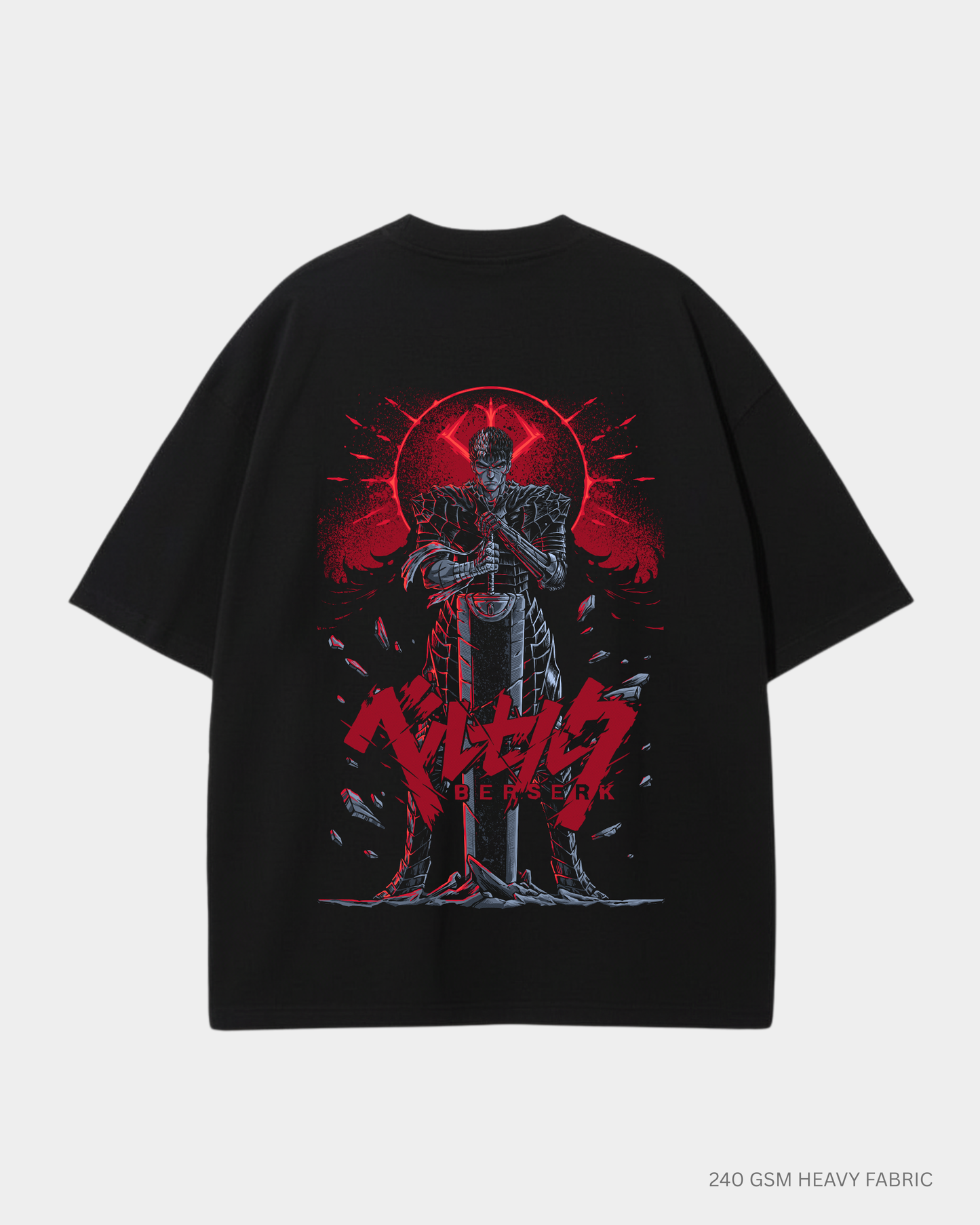 Black Swordsman Guts Berserk Unisex Oversized T-Shirt | Antherr Core Black Cotton 240 GSM