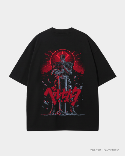 Black Swordsman Guts Berserk Unisex Oversized T-Shirt | Antherr Core Black Cotton 240 GSM