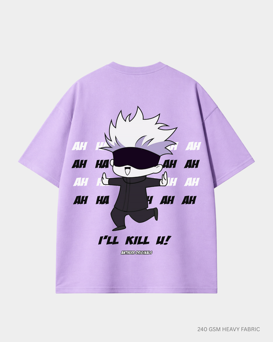 I'll Kill You Chibi Jujutsu Kaisen Unisex Oversized T-Shirt | Antherr Core PURPLE