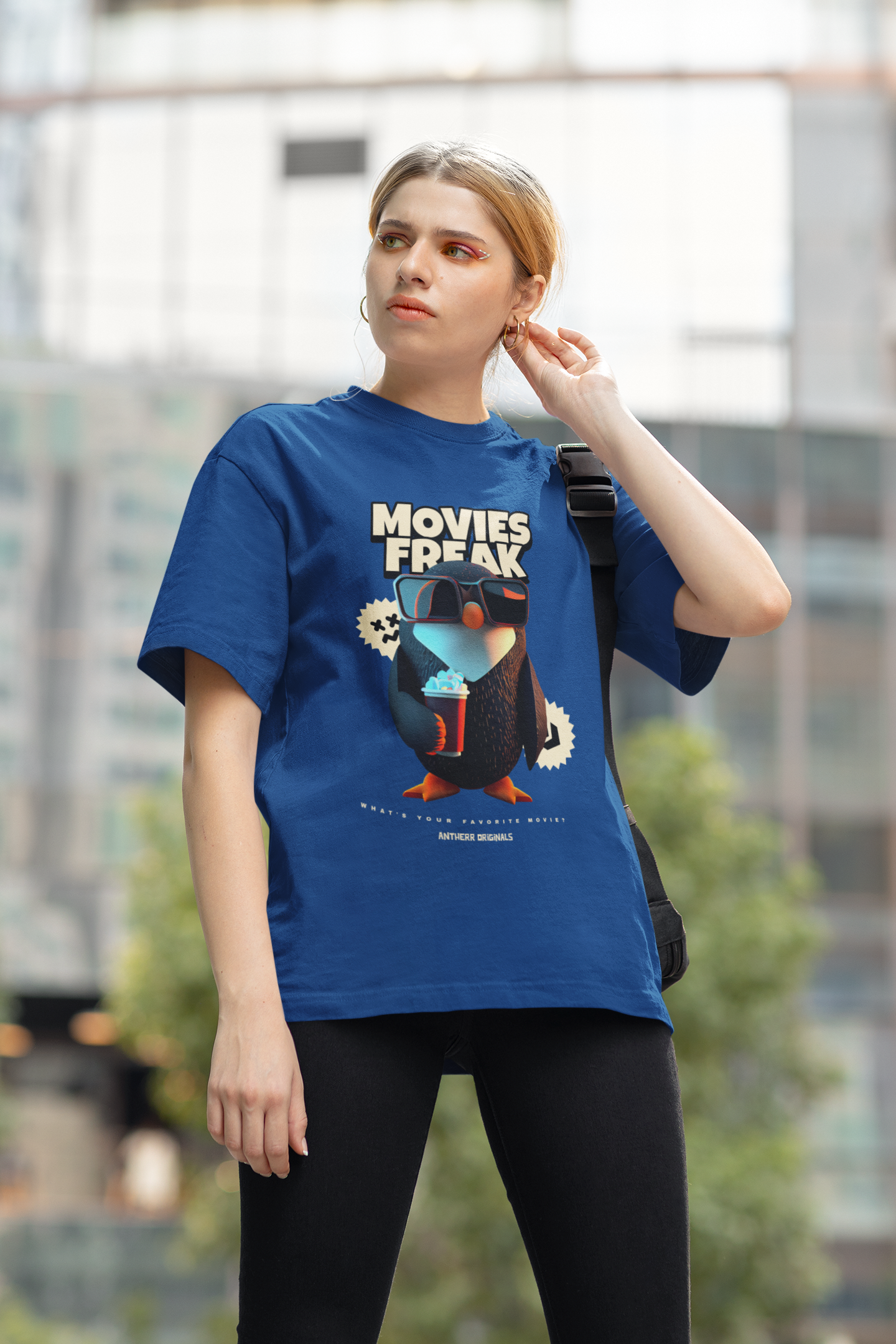 Movie Freak: Oversized T-Shirts ROYAL BLUE 240 GSM