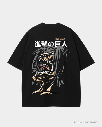 Eren Titan Rage Unisex Oversized T-Shirt | Antherr Core Black Cotton 240 GSM