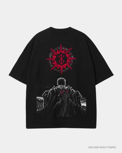 Struggler Guts Berserk Unisex Oversized T-Shirt | Antherr Core Black Cotton 240 GSM