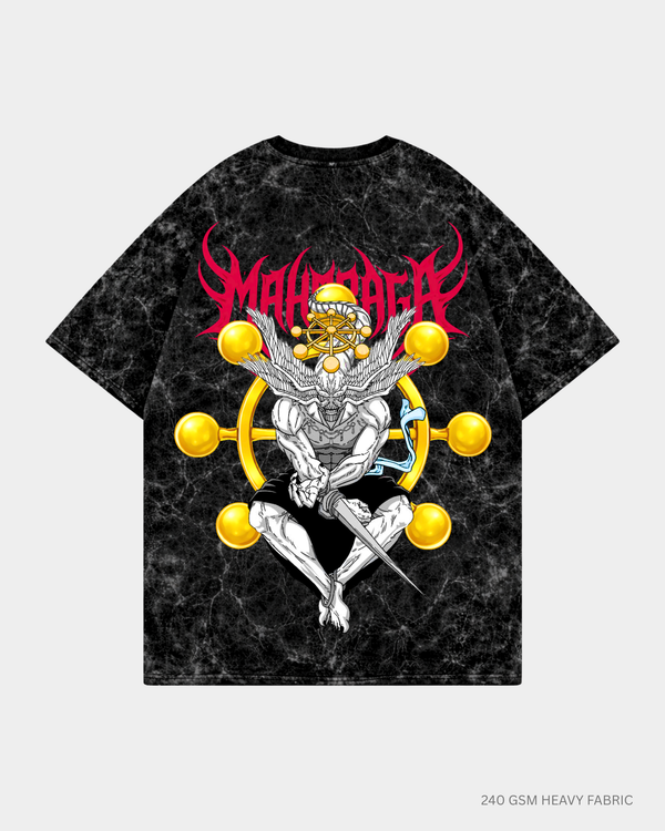 Mahoraga Divine Adaptation Unisex Oversized T-Shirt | Antherr Core Acid Wash Black Cotton 240 GSM
