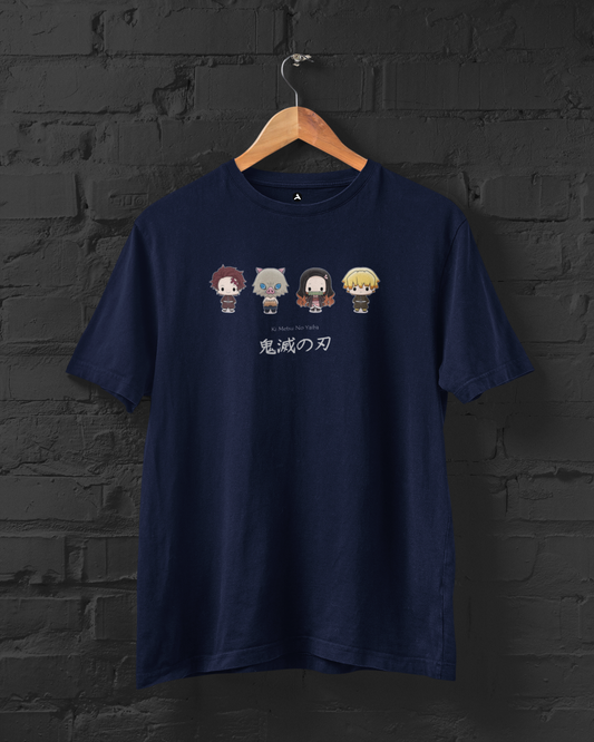 Demon Days: Demon Squad: Anime Oversized T-Shirts for Men NAVY BLUE