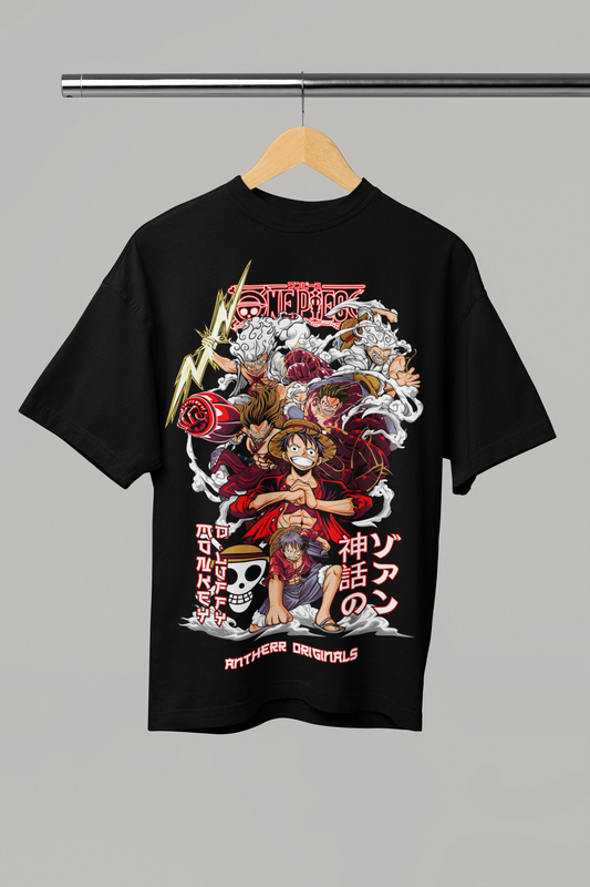 Luffy Gear 5- One Piece: Anime- Oversized T-Shirts BLACK