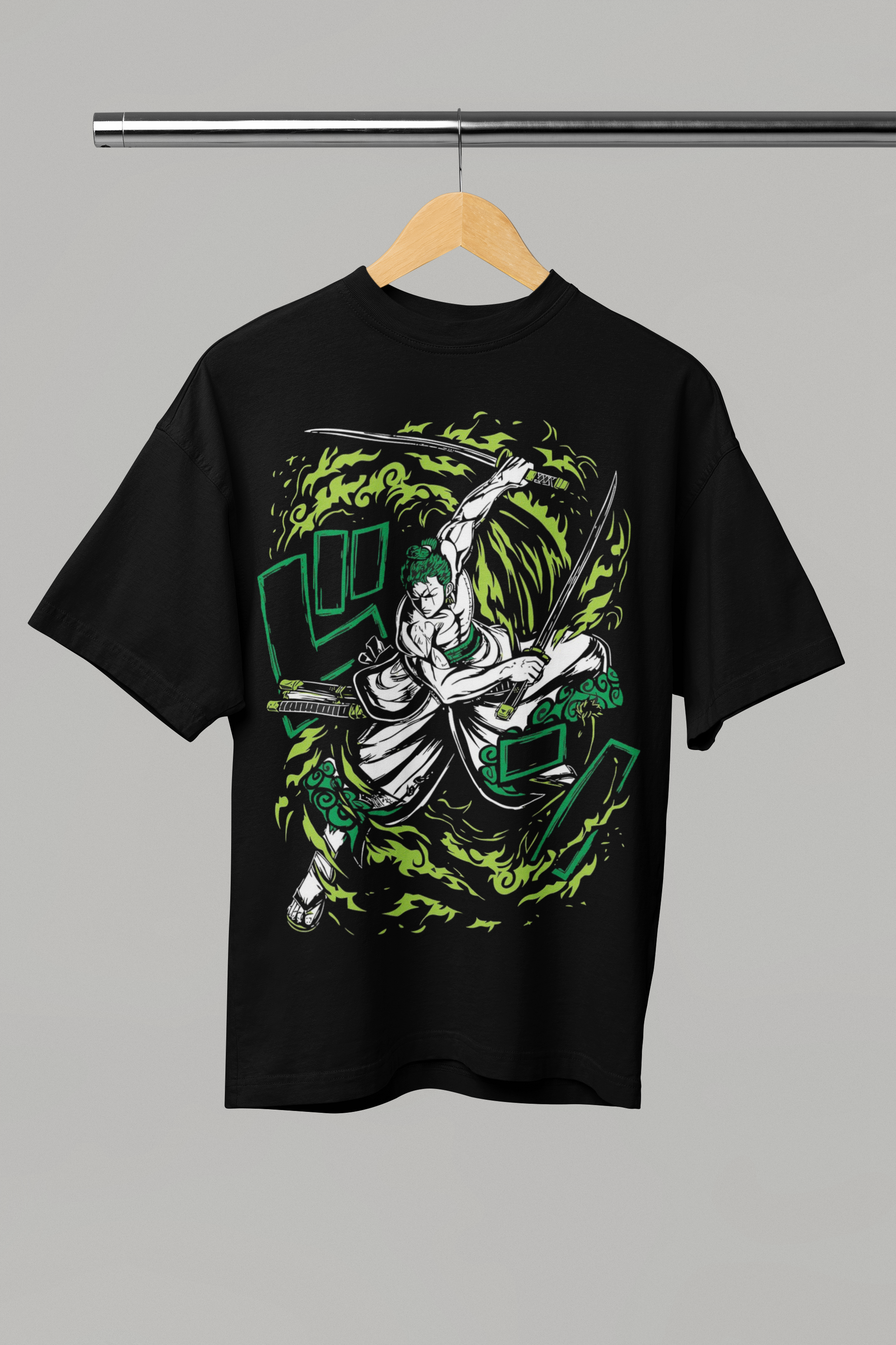 Zoro - One Piece: Anime- Oversized T-Shirts BLACK