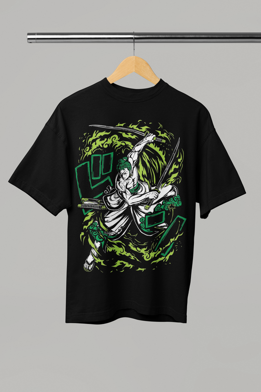 Zoro - One Piece: Anime- Oversized T-Shirts BLACK