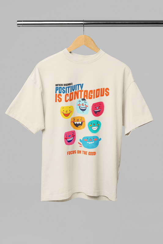 Positivity Is Contagious: Oversized T-Shirts Beige