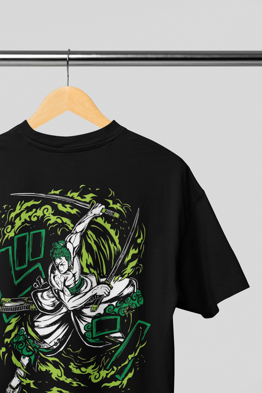 Zoro - One Piece: Anime- Oversized T-Shirts BLACK