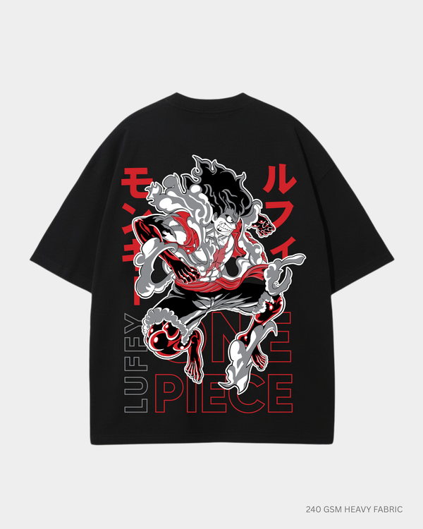 Gear 5 Sun God Luffy Unisex Oversized T-Shirt | Antherr Core Black Cotton 240 GSM