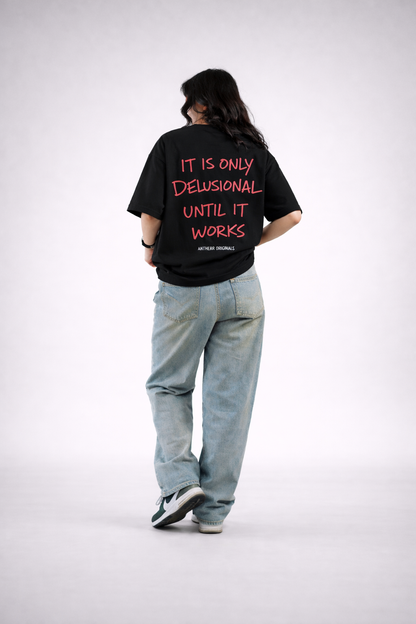 motivational quote oversized t shirt for women india black graphic tee