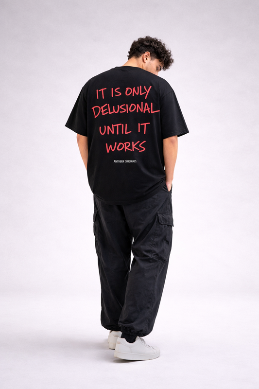motivational quote oversized t shirt india black graphic tee