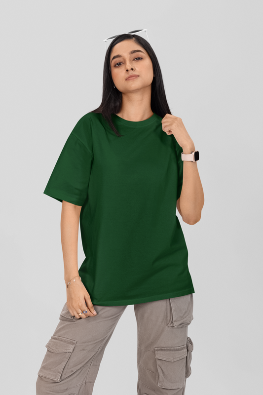 Basic Oversized T-shirt for Women: Bottle Green