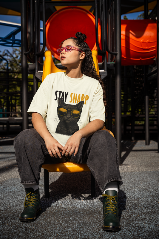 Stay Sharp Oversized T-Shirts: Off White
