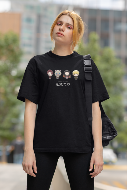 Demon Days: Demon Squad: Anime Oversized T-Shirts BLACK