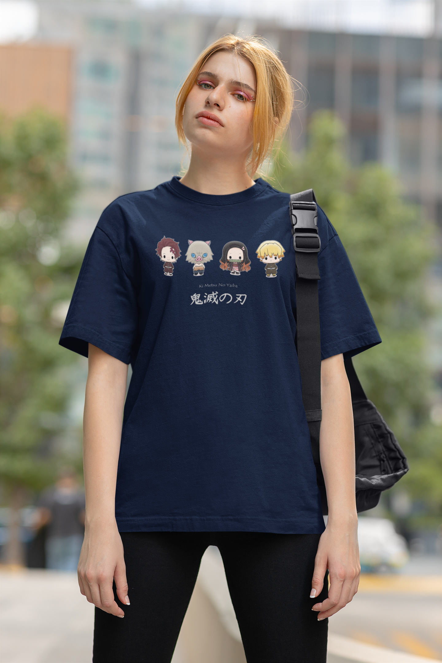 Demon Days: Demon Squad: Anime Oversized T-Shirts NAVY BLUE