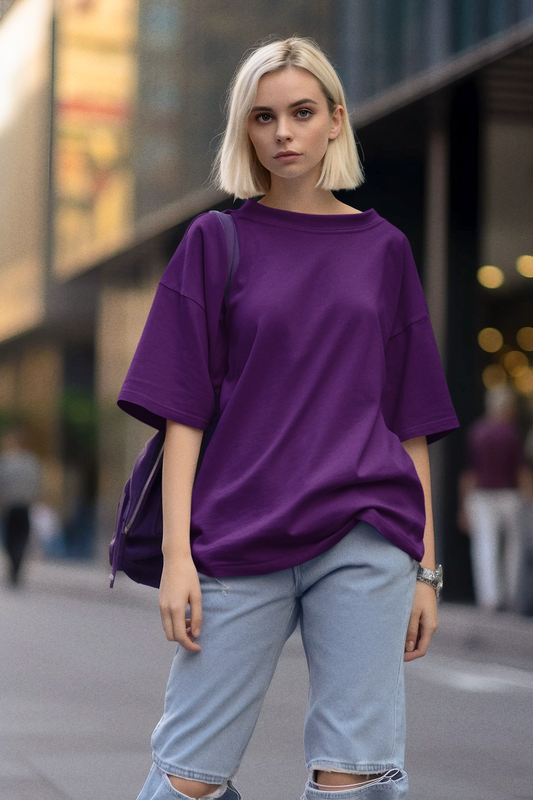 Basic Oversized T-shirt for Women: Purple ROYAL BLUE
