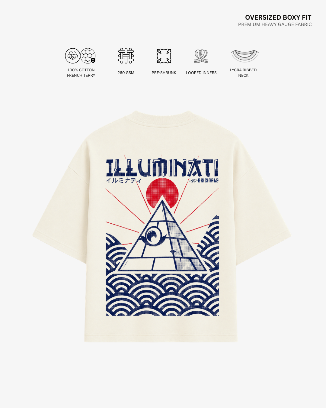 Illuminati Eye Unisex French Terry Oversized T-Shirt | Antherr Originals