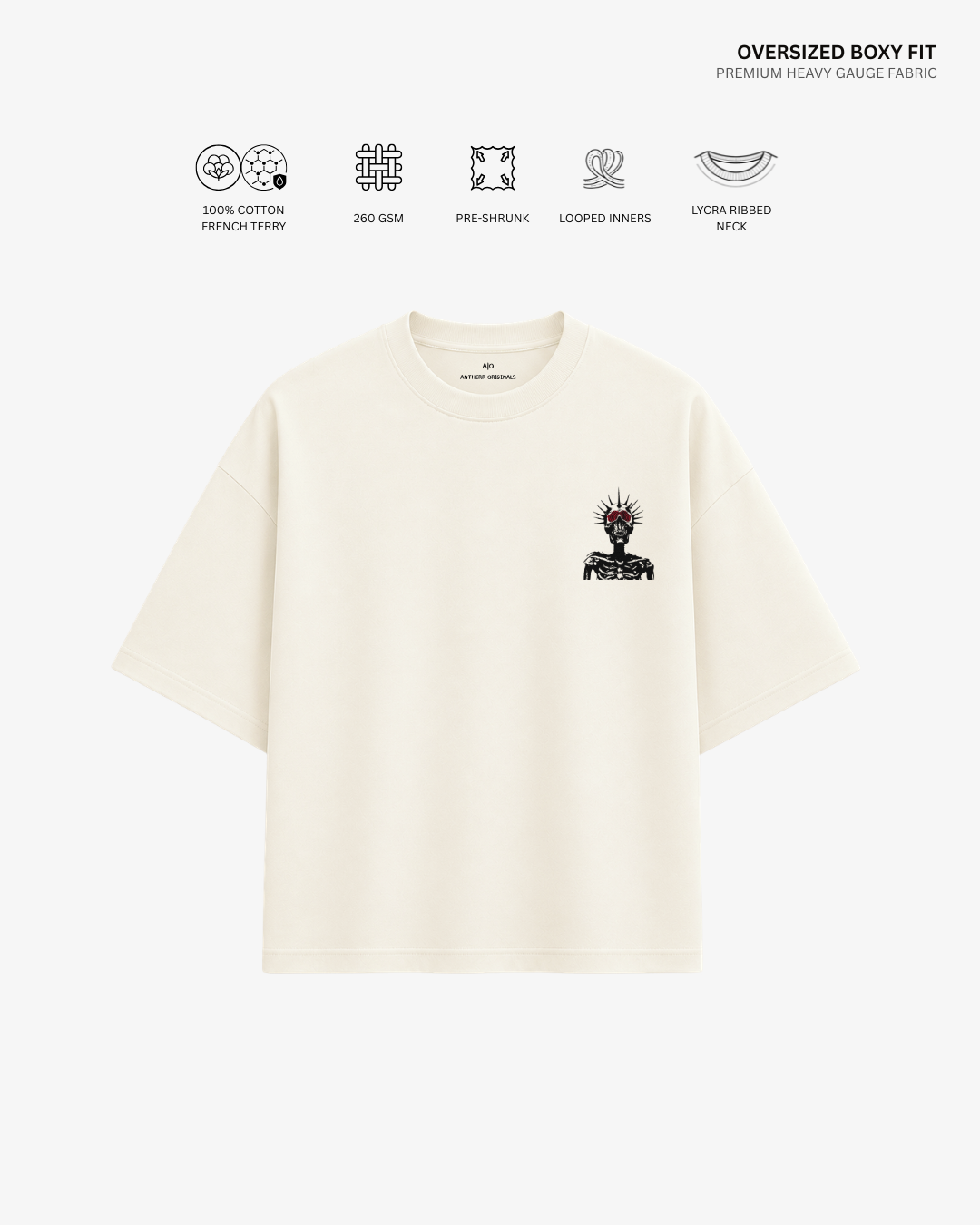 Spiked Crown Unisex French Terry Oversized T-Shirt | Antherr Originals