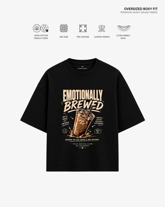 Emotionally Brewed Coffee Unisex French Terry Oversized T-Shirt | Antherr Originals