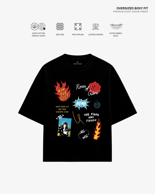Roses of Crime French Terry Oversized T-Shirt