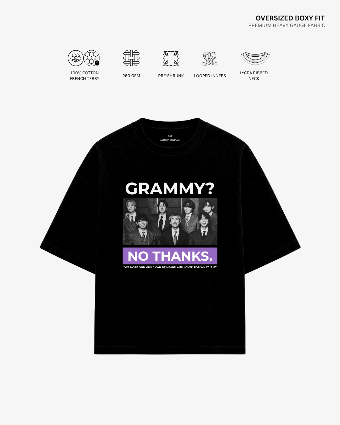 Grammy? No Thanks French Terry Oversized T-Shirt | Antherr Core