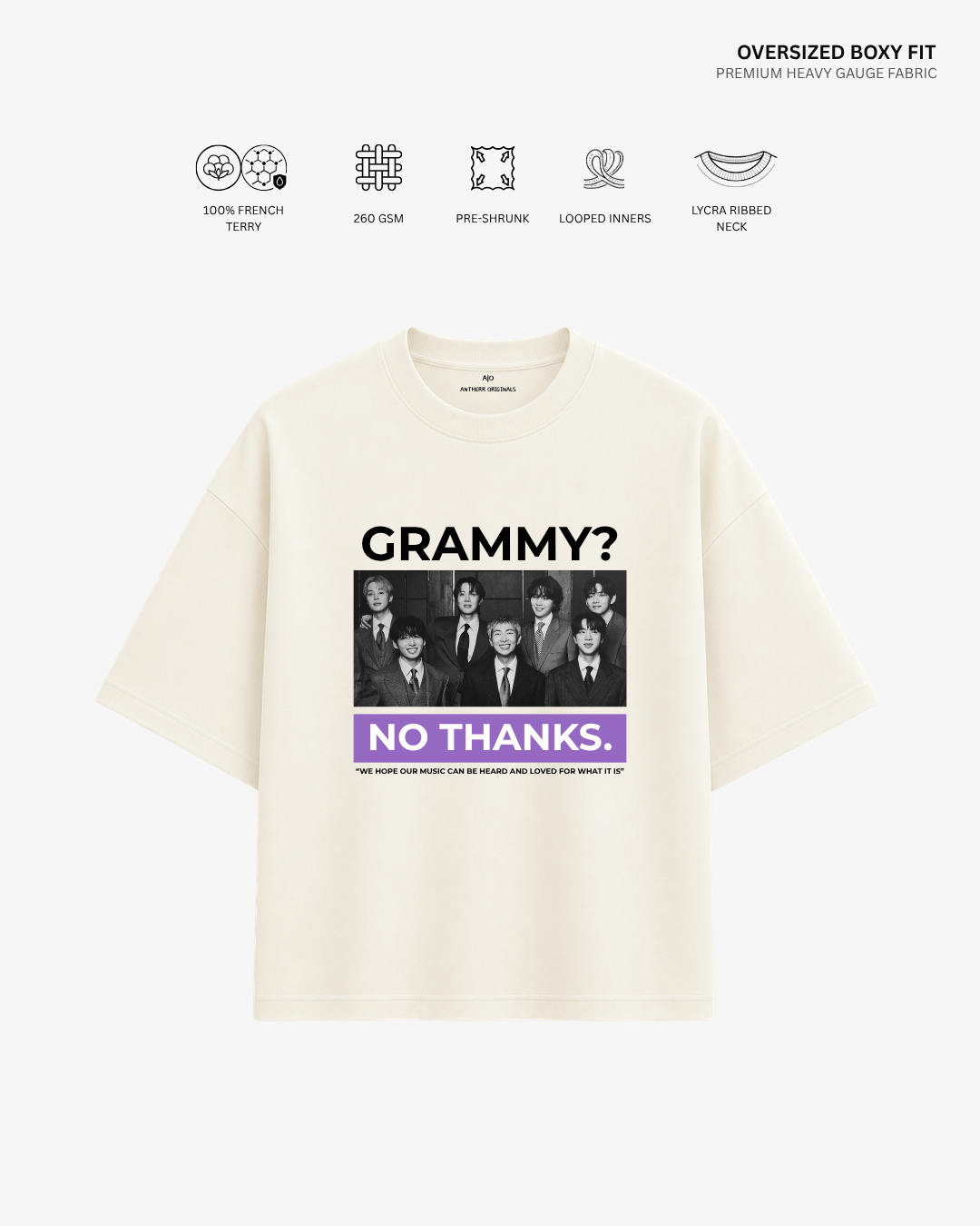 Grammy? No Thanks French Terry Oversized T-Shirt | Antherr Core