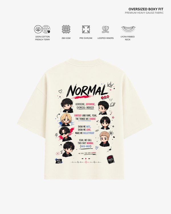 Normal Arirang BTS Unisex Oversized T-Shirt | Antherr Core Off White Cotton French Terry 260 GSM