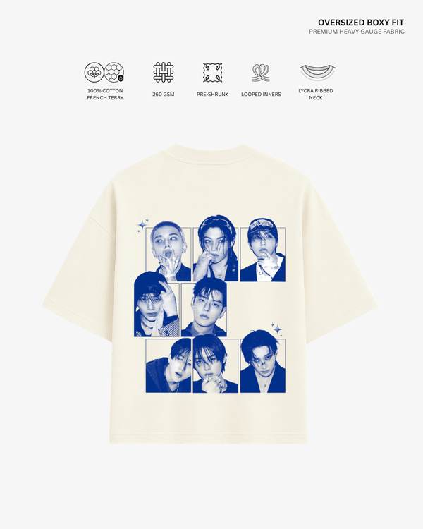Straykids KARMA Oversized T-Shirt India | Antherr Core Off White Cotton French Terry 260 GSM