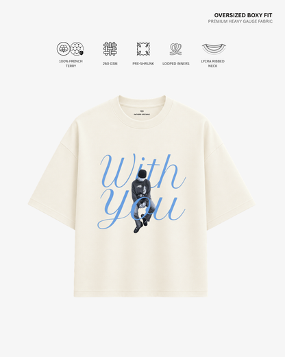 Jimin With You Unisex Oversized T-Shirt | Antherr Core Off White Cotton French Terry 260 GSM