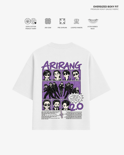 Chibi Arirang BTS 2.0 Unisex Oversized T-Shirt | Antherr Core White Cotton French Terry 260 GSM