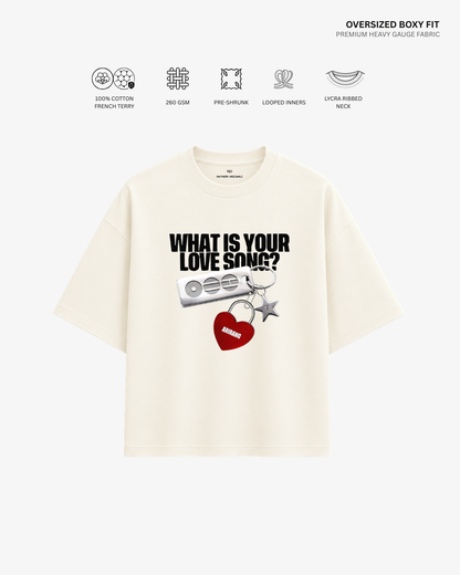 What Is Your Love Song? Arirang Unisex Oversized T-Shirt | Antherr Core Off White Cotton French Terry 260 GSM