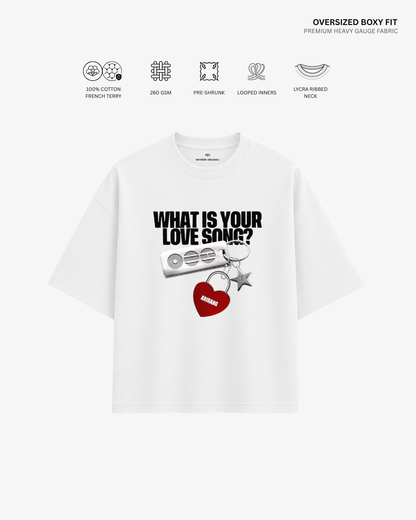 What Is Your Love Song? Arirang Unisex Oversized T-Shirt | Antherr Core White Cotton French Terry 260 GSM