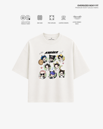 Chibi Ateez French Terry Oversized T-Shirt | Antherr Core