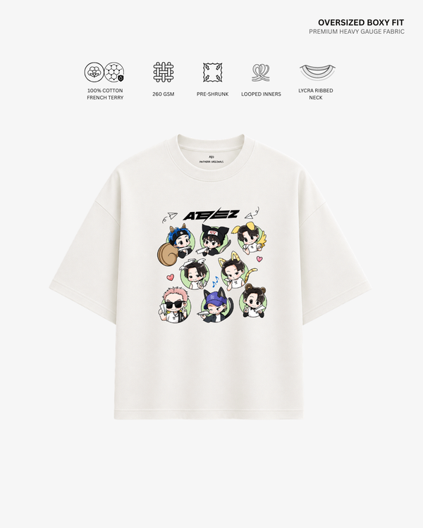Chibi Ateez French Terry Oversized T-Shirt | Antherr Core