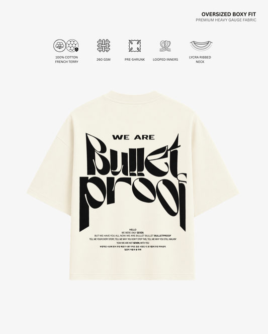 Bulletproof Unisex Oversized T-Shirt | Antherr Core Off White Cotton French Terry 260 GSM