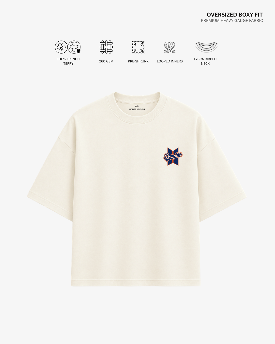 Bangtan Varsity Blue Edition Unisex French Terry Oversized T-Shirt | Antherr Core