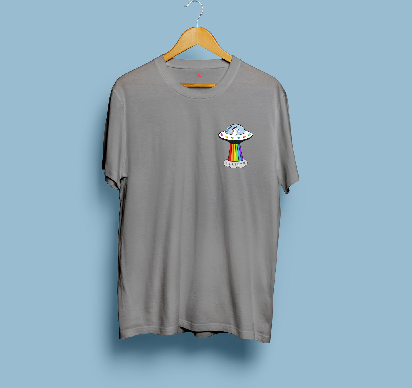 BELIEVE : Pocket Design Half-Sleeve T-Shirts GREY