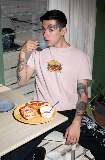 Burger: Foodie - Half Sleeve T-shirts Baby Pink