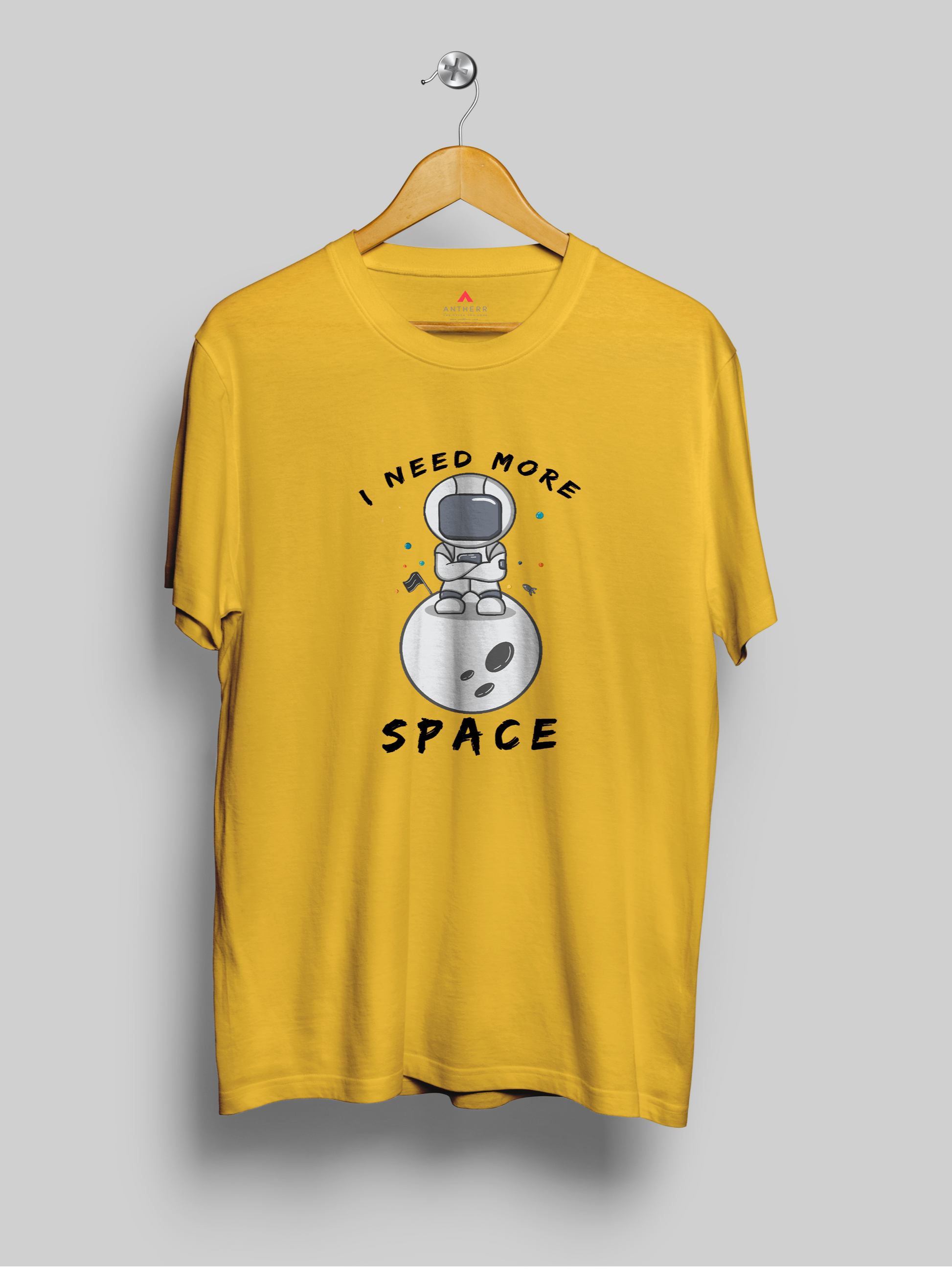 " I NEED MORE SPACE " - UNISEX HALF-SLEEVE T-SHIRTS YELLOW