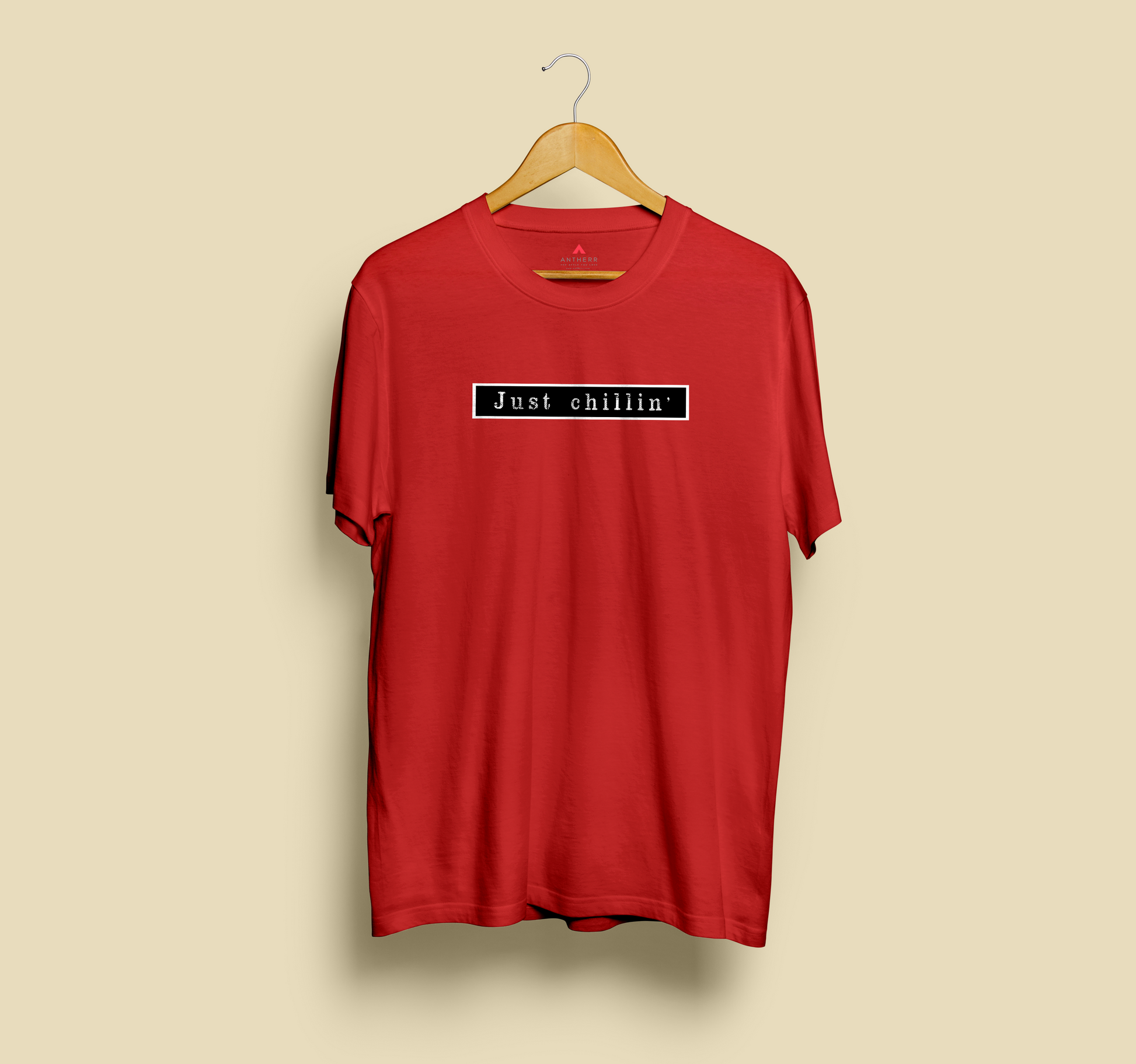 "JUST CHILLIN' " HALF-SLEEVE T-SHIRT'S RED