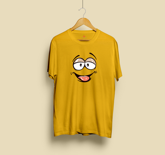 LAUGHING FACE HALF-SLEEVE T-SHIRT (YELLOW) 4XL