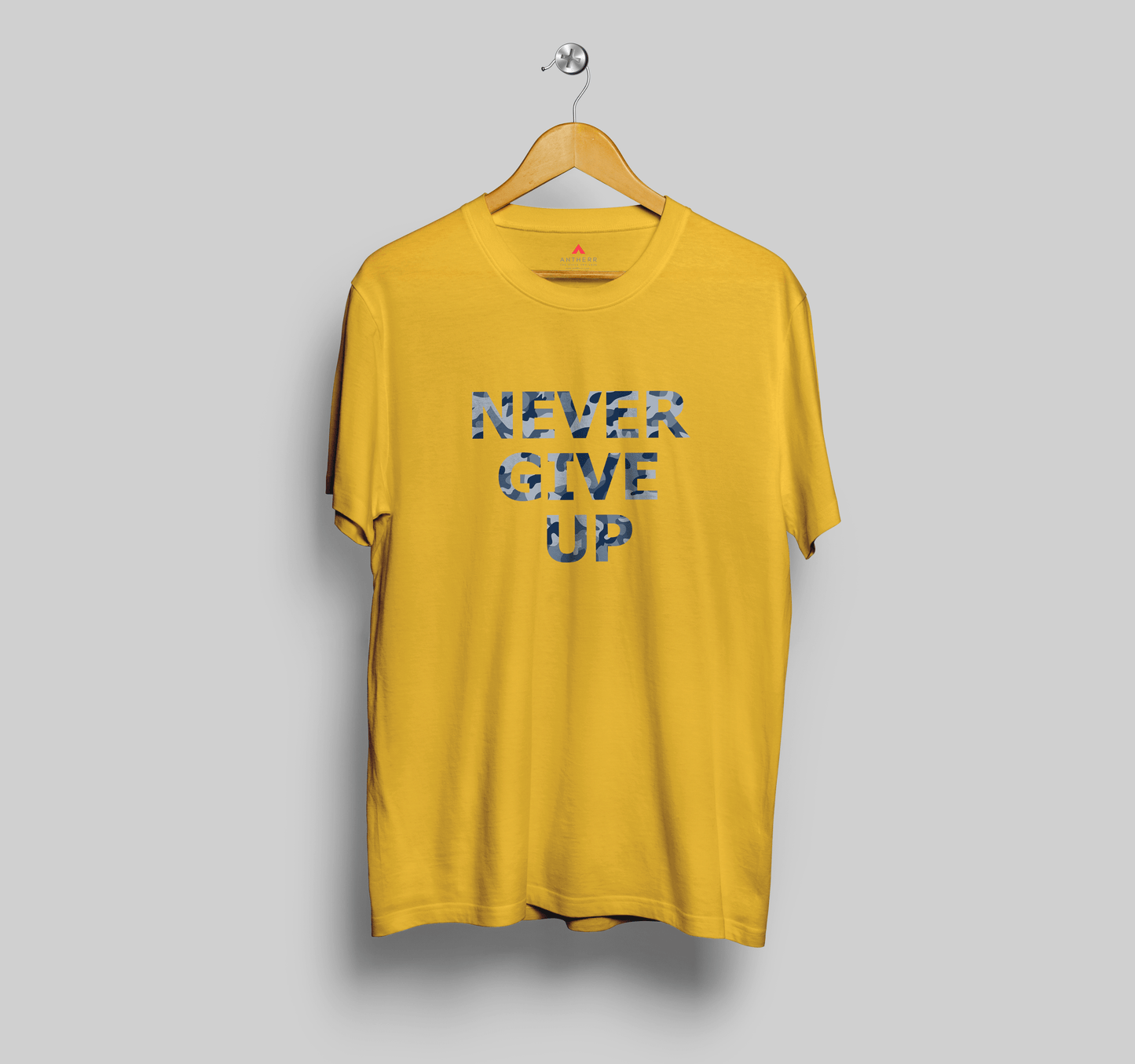 NEVER GIVE UP HALF SLEEVE T-SHIRT YELLOW