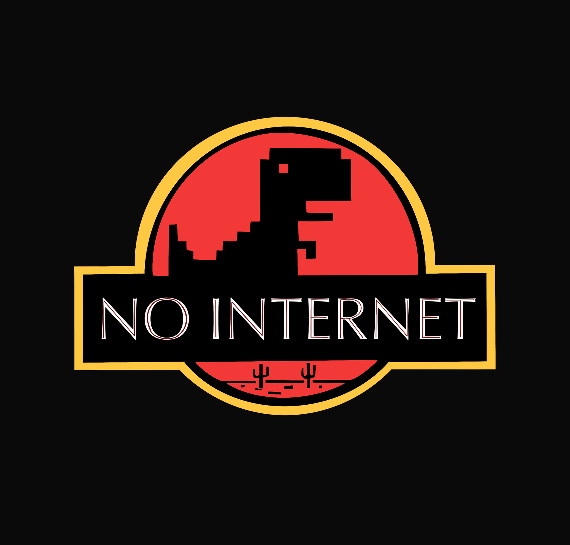 " NO INTERNET " HALF-SLEEVE T-SHIRT (BLACK)