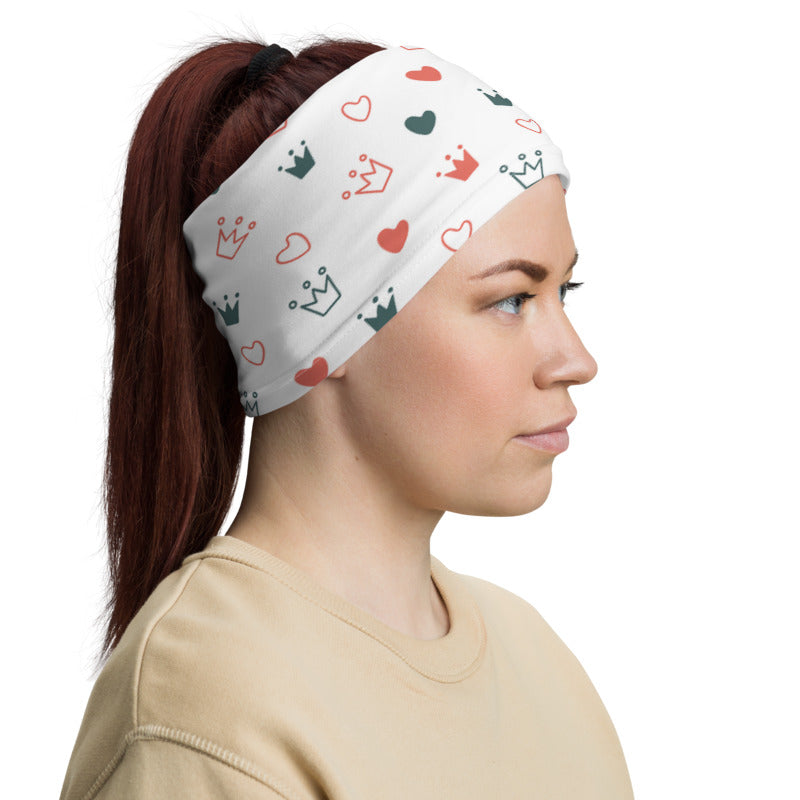 Crown and Love Doodle Unisex Face Bandana