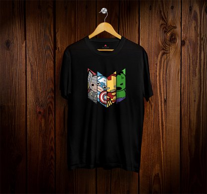 Chibi Avenger Squad - Half Sleeves T-Shirts. BLACK