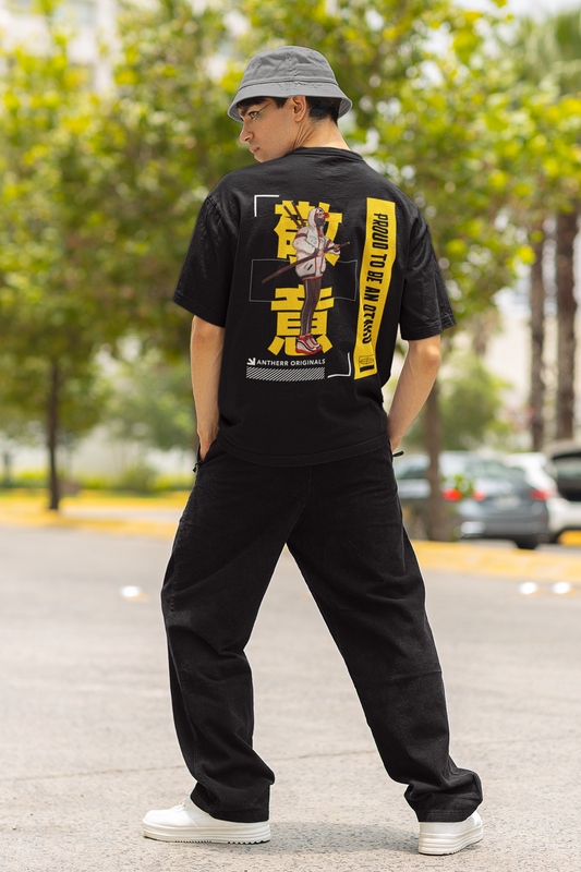 Proud to be an Otaku (Double Sided Print): Anime-Oversized T-shirts BLACK