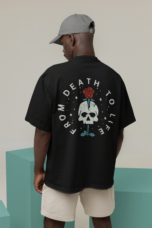 From Death To Life (Double Sided Print): Oversized T-SHIRT BLACK