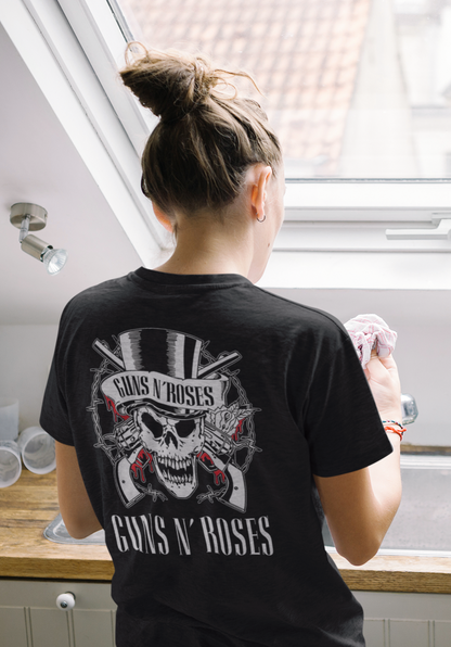 Guns & Roses (Double Sided Print): Music & Bands- Half Sleeve T-Shirts